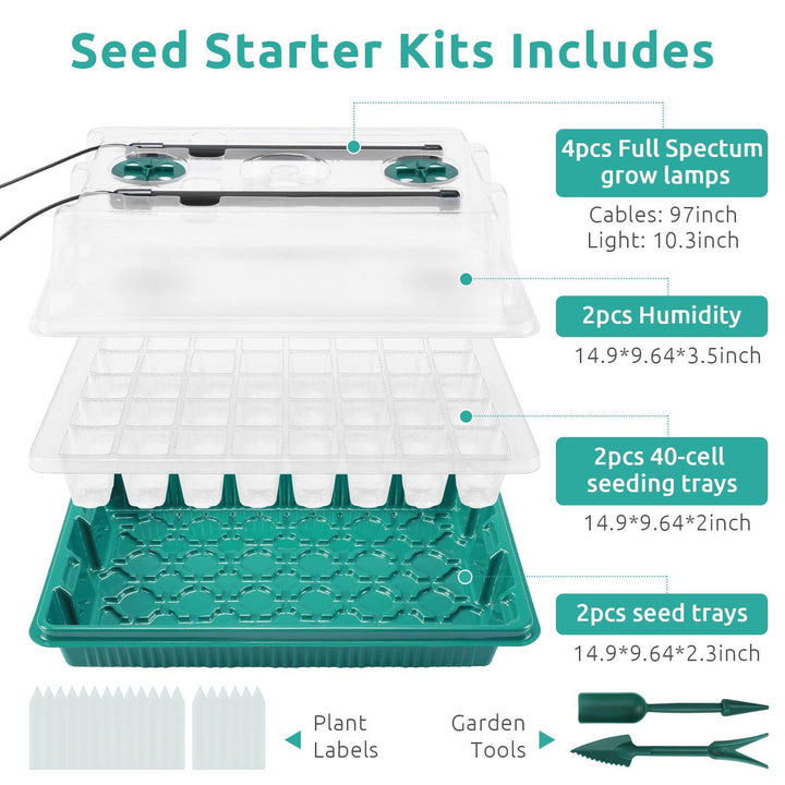 Seedfactor 2 Packs 40-Cell Seed Starter Tray with Grow Light - SeedFactor