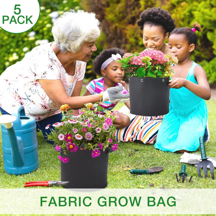 Seedfactor 3 Gallons Plant Grow Bags with Built-in Metal Rings (5 Pack) - SeedFactor