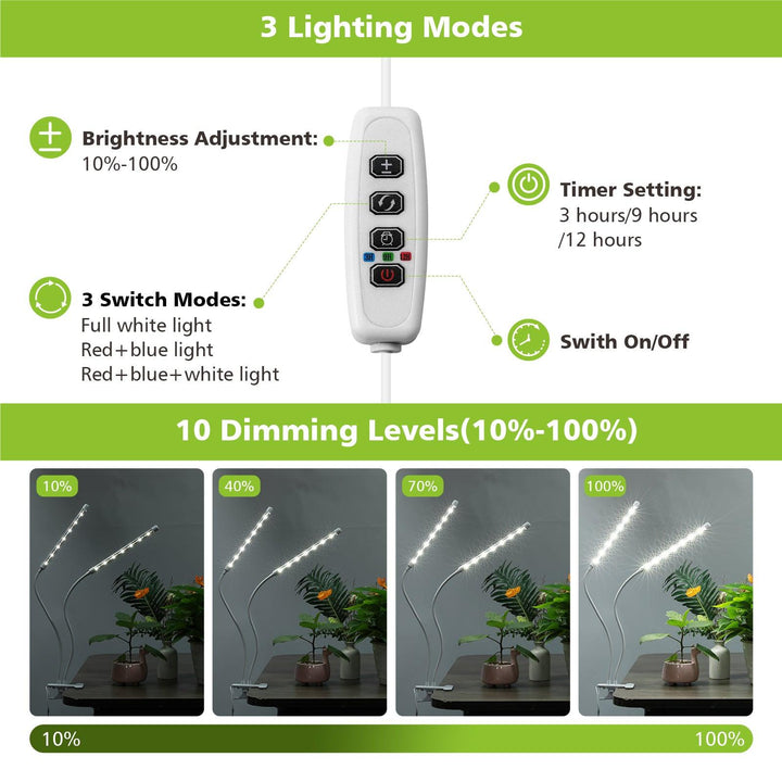 Seedfactor Grow Lights with Flexible Gooseneck for Indoor Plants - SeedFactor