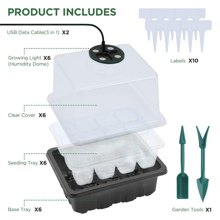 Seedfactor Seed Starter Tray with Light (6PCS) - SeedFactor