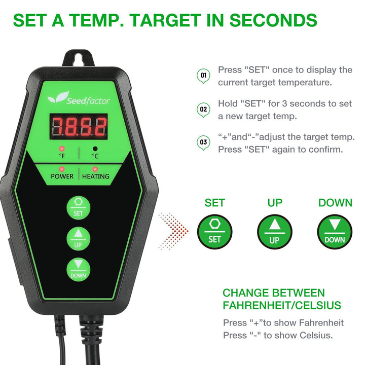 Seedfactor Digital Heat Mat Thermostat Controller - SeedFactor