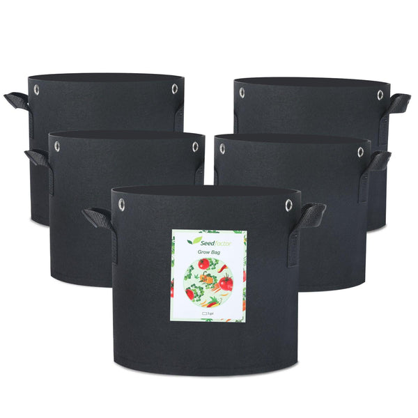 Seedfactor 3 Gallons Plant Grow Bags with Built-in Metal Rings (5 Pack) - SeedFactor