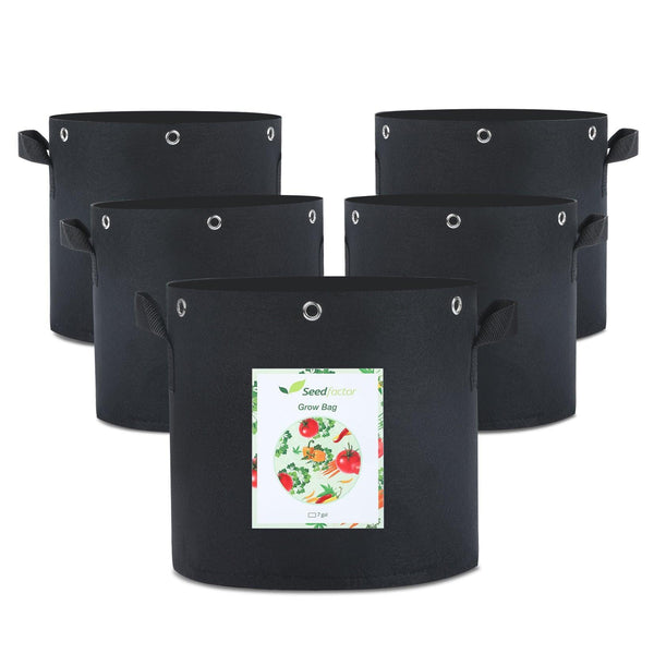 Seedfactor 7 Gallons Plant Grow Bags with Built-in Metal Rings (5 Pack) - SeedFactor